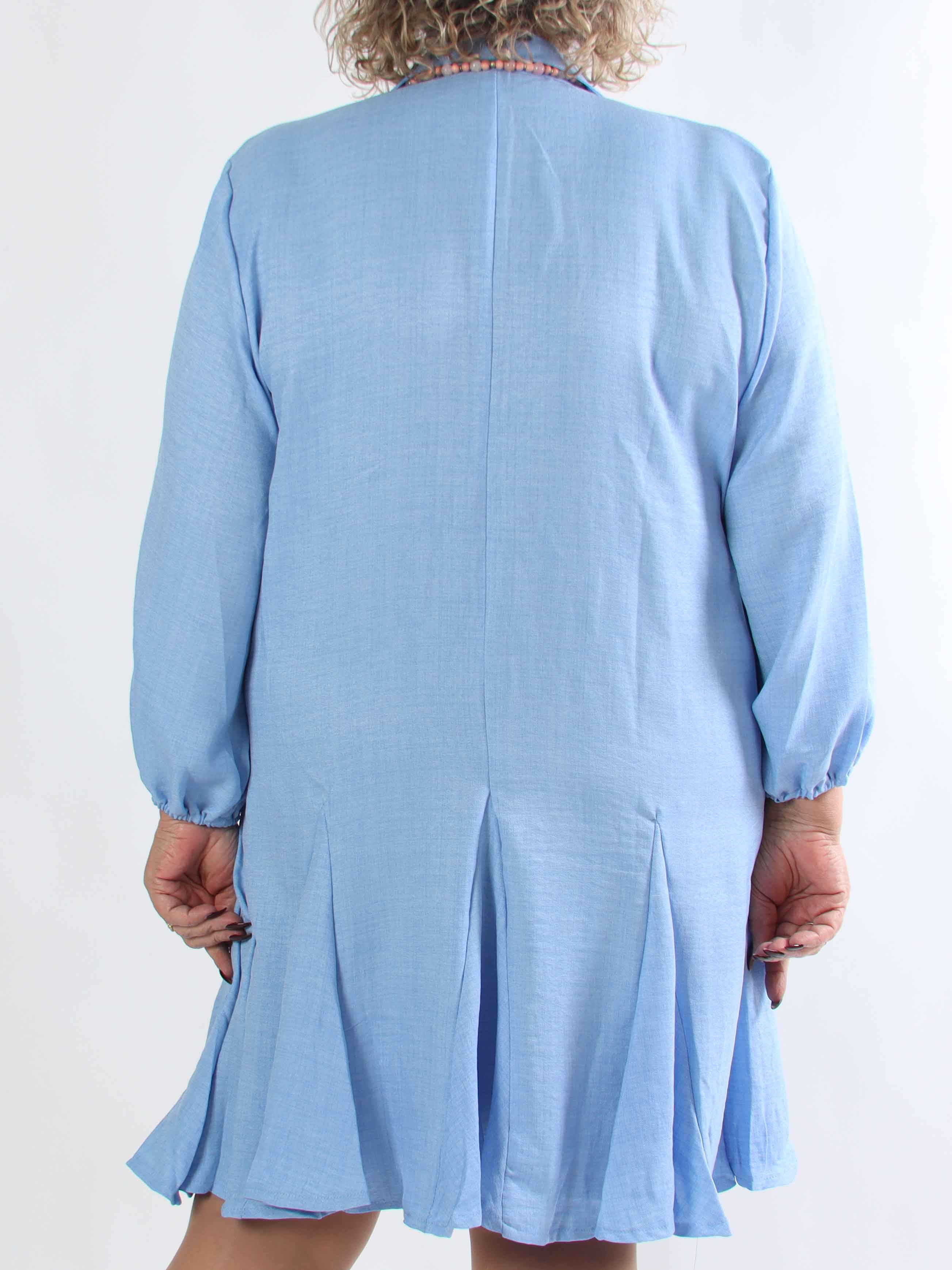 Pil - Sød skjortekjole med flæsekant forneden